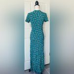 Geo Print Circles Full Maxi Dress: Blue/Green & Yellow/White, Short Sleeve,Sz. M Blue Size M Photo 2
