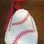 White and Red Baseball Stitch Women's Crossbody Bag Photo 0