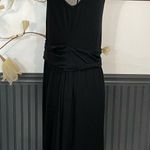 Lilla P Shirred Waist Faux Wrap Black Jersey Dress Photo 3