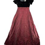 American Vintage Vintage Simco Formalwear Velvet Dress Full Maroon Taffeta Skirt 6 Small Y2K Photo 0