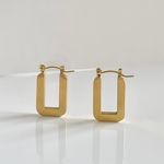 Chunky Hoop Earrings Rectangle Hoop Earring Gold Hoop Earrings Photo 0