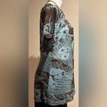 Lane Bryant Blue & Brown Sheer Floral Leave Print Square Neckline SZ 22…No Belt Photo 4