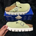 Birkenstock PAPILLIO by Boston chunky green suede platform clogs mules shoes new Photo 7