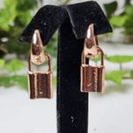 Rose Gold Padlock Huggie Style Earrings Pink Photo 1