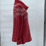 Free People  Red Fair Isle Cowl Neck Sweater Women’s M Wool Blend Winter Photo 4
