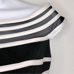 Cache Vintage Boatneck Bodycon Black & White Striped Top Size 2 Photo 2