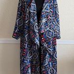 LuLaRoe Boho Western Aztec Drape Layering Medium Southwestern Festival Blue Red Kimono M Photo 0