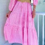 Madison Mathews Pink Gingham Maxi Dress Sz. L Size L Photo 0