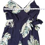 Dress Forum Womens Faux Wrap Jumpsuit Tropical Print Monstera Backless Navy Blue Size Small Photo 4