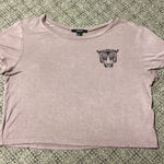 Forever 21  Pink Mauve Tiger Crop Crewneck Tee Size Medium Photo 0