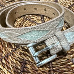 Michael Kors  Blue Tan‎ Leather  Belt - Silver Roller Buckle SIZE L 43” Diamond Photo 0