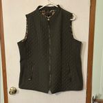 New Direction New Directions Olive Quilted Vest with Leopard Lining Photo 1