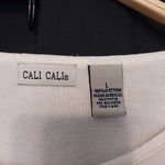 Cali Cali Ivory White Embroidered Floral Botanical 3/4 Sleeve Tee T Photo 6