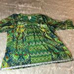Anthropologie Fig and Flower Boho Peasant Blouse Women’s Size 1X Lined Peacock Green Photo 8