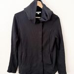 James Perse | Black Asymmetrical Zip Hooded Sweatshirt Jacket Hoodie | Size 2 Photo 2
