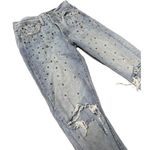 Levi's Levi 501 Straight Leg Rhinestone Grunge 25 Short 28 Inch Inseam Stars Light Wash Photo 1