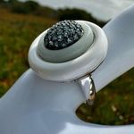 FP Sterling Silver White Enamel & Blue Pavé Stone Ring Photo 2