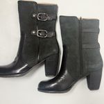 Naya Anthropologie Boots Womens 10M Lightning Black Heeled Leather Zip Buckle Size 10 Photo 4