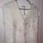 ZARA  Womens White Sleeveless Dress Gold Shimmer Designs Size S Small Photo 2
