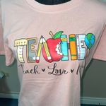 Teacher Graphic Print Light Pink Short Sleeve Tee Photo 1