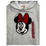 Disney New Minnie Mouse Hoodie Womens XL Gray Chenille Crochet Graphic Pullover Photo 4