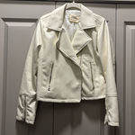 Off White Vegan Leather Jacket Size M Photo 0