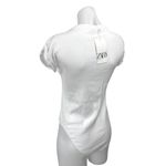 ZARA NEW Women's White Rib Knit Short Sleeve Crew Neck Bodysuit T-shirt Top Sz M Photo 1