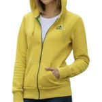 Adidas  Hoodie Womens Medium Yellow Full Zip 3-Stripes Thumbholes Sweatshirt Photo 0