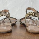 J.Crew Womens Sandals 7 Tan Black Animal Leopard Print Calf Hair Strappy Flats Photo 10