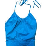 Ramy Brook  Charlie Halter Top Size S NWT Tropical Blue Pleated Hem Photo 0