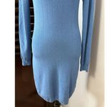 L'Agence  Womens Sweater Dress Blue Stretch Jewel Neck Long Sleeve Ribbed S New Photo 4