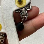 Silver Tone CrosDangle Earrings Black Faceted Bead Drop Religious Grunge Gothic Photo 4