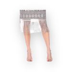 Slny new SL ᯾ Cold Shoulder Cape Popover Fringe Cocktail Dress ᯾ Silver ᯾ Small Photo 4