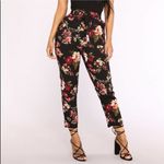 Papaya Floral Tie Waist Pants Black Photo 0