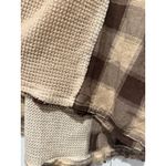 POL  Women Tank Top Sz M Boho Waffle Knit Plaid Fringe Beige Brown Patchwork Photo 2