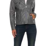 Apt. 9 . Faux Leather Moto Gray Jacket Size XL Photo 3