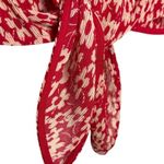 Madewell  Crinkled Button Back Floral Tie Front Full Bloom Georgette Blouse Red Photo 4