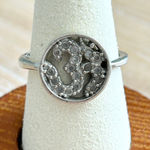 Sterling Silver 925 Om Symbol Ring Cz Paved Round Statement Ring Size 6.5 Photo 0