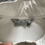 Athleta  39917 White Puffy Vest w/ Gray Trim Front Zipper Size XL EUC #1228 Photo 3