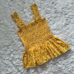 Kate Spade Tank Fleurette Toss Smocked Top 100% Cotton Floral Yellow XS Photo 2