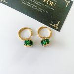 Green Gem Earrings Emerald Green Earrings Drop Gem Earrings Photo 4
