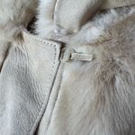 LONDON LEATHERS Fur Suede Coat Womens Light Beige Belted Longline Collared Luxe Photo 5