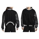Nike NEW Women’s Oversized Destroyer Wool Bomber Varsity Jacket size L Black Photo 4