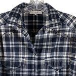 IRO Black and White Plaid Flannel Grommet Detail Snap Front Shirt Size 36 Photo 1