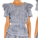 Love Shack Fancy Natasha Ruffle Mini Dress in Hand Wash Denim size Small Photo 0