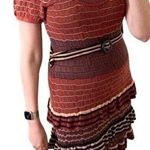 Nanette Lepore  Striped 100% Cotton Knit Ruffled Belted Mini Dress Size M Photo 0