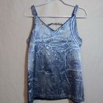 Serra  Women's Blue V-Neck Reversible Geometric Retro Tank Top Size S Photo 4