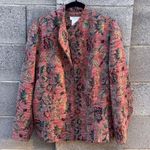 Coldwater Creek Tapestry Jacket Blazer 2X Red Green Floral Photo 0