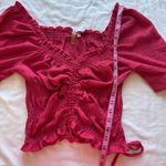 Pilcro Anthropologie  Ruffle Puff-Sleeved Cinched Waist  Smocked Blouse Top Boho Photo 6