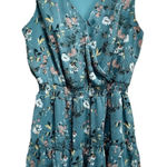 Iz Byer  Green/Pink Floral Fit Flare Chiffon‎ Dress Lined Size L Sleeveless Boho Photo 0